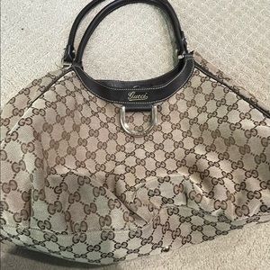 Authentic Gucci canvas shoulder bag